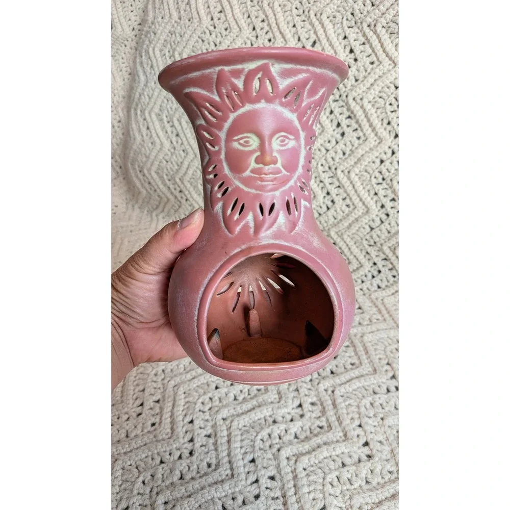 Vintage PartyLite Sun Celestial Whimsigoth Chiminea & Moon Candle Holder Set